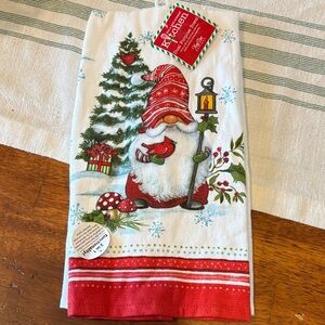 Kitchen Treasury Red Gnome Holiday Kitchen Towel